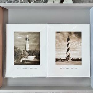 🎁 2 Sepia Lighthouse Photographs on 8”x10” Mat Board Wall Art by Steve Exum